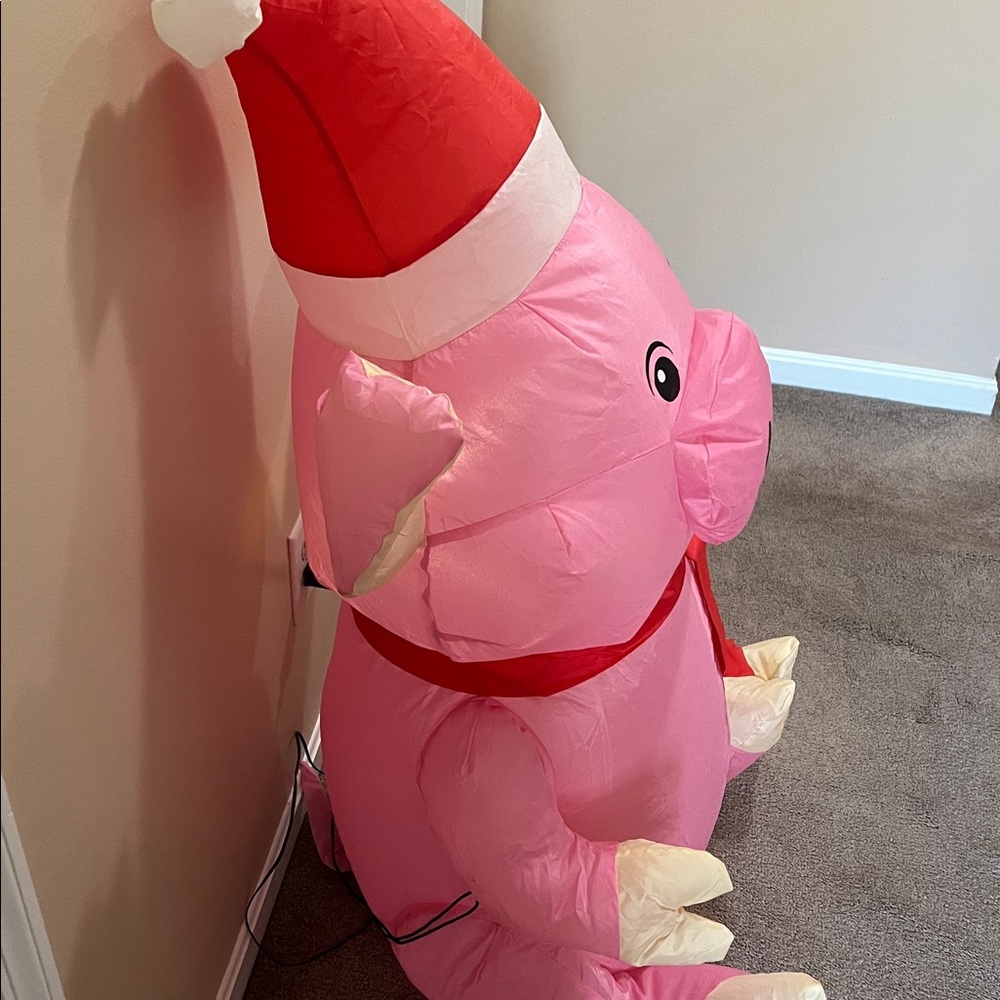 Inflatable 42” tall blow up plug in lighted Christmas holiday pig has inner fan - Picture 3 of 9